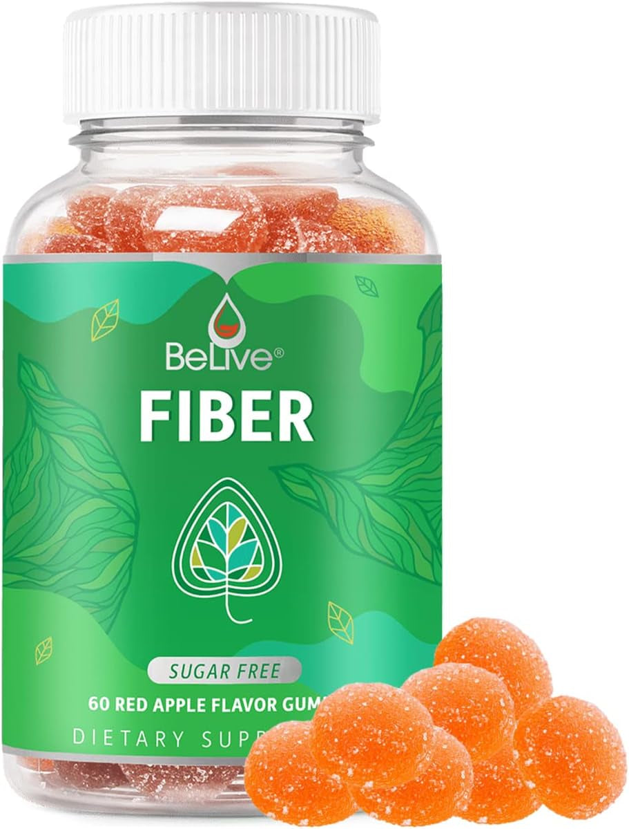 Fiber Gummies with Sugar-Free Prebiotic & High Strength Inulin - Fiber Supplement, Weight Control, Digestive Support for Kids & Adults - Apple Flavor (60 Ct) (1 Pack)