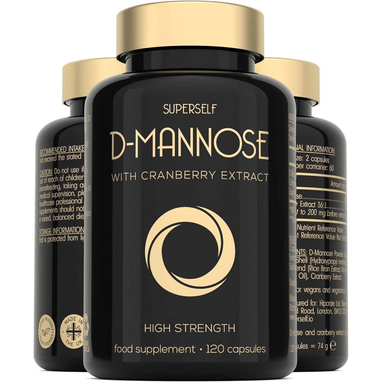 D-Mannose with Cranberry Capsules - 1000Mg D Mannose & Cranberry Extract per Serving - 120 Tablets - UK Made & Vegan - High Strength Natural Dmannose Supplement for Women and Men
