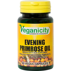 Veganicity Evening Primrose Oil 500Mg (10% GLA) : Omega-6 Plant Supplement : 90 Vegan Capsules, in a Planet-Friendly 99% Recycled Pot