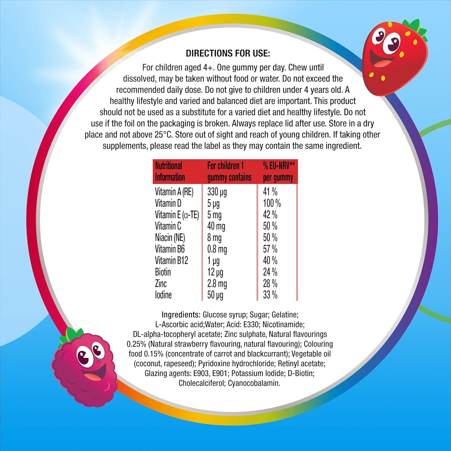 Centrum Multigummies, Immunity Support, Gummy Multivitamins for Kids with Mixed Berry, Natural Fruit Flavour, Includes Key Vitamins C and D, 30 Chewable Multigummies