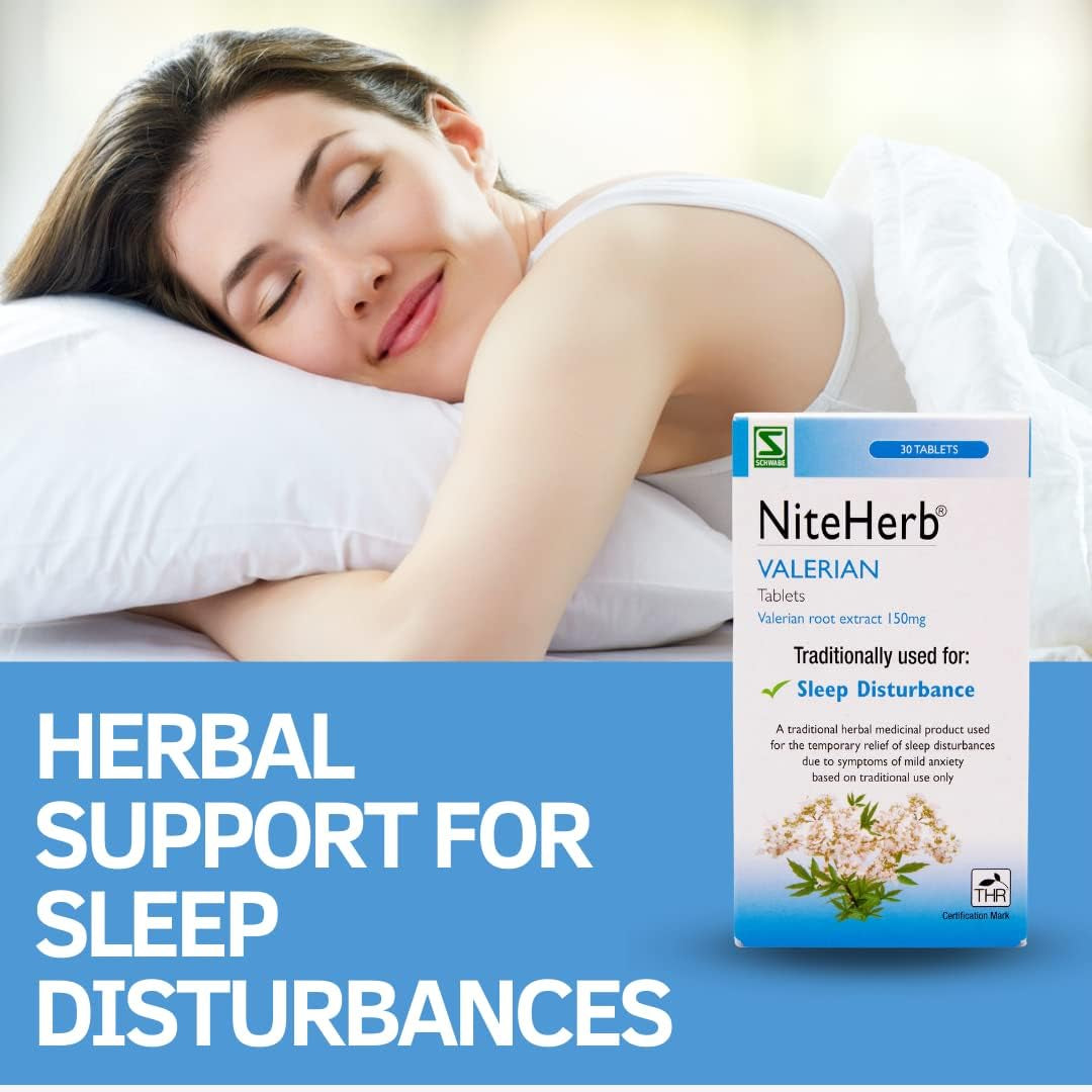 Schwabe Pharma - Niteherb - Valerian Root Extract 150Mg - Traditionally Used for Sleep Disturbances - Traditional Herbal Medicinal Product - 30 Tablets