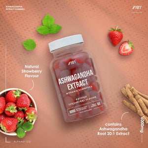 Ashwagandha Gummies 6000Mg - 60 Gummies (V) - High Strength Ashwagandha Root Extract Supplement - Natural Strawberry Flavour - Not Ashwagandha Capsules or Tablets - by Alpha01