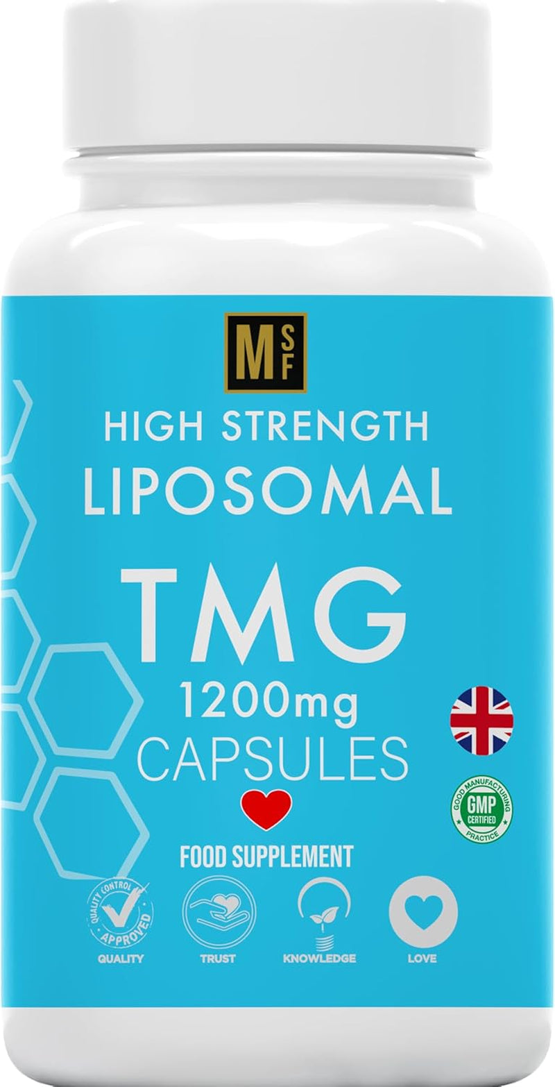 TMG 120 Capsules (1200Mg) 99% Pure Trimethylglycine Supplement as Betaine | High Strength 1-A-Day | 4 Months Supply | Liver Heart Health | Liposomal Delivery for Max Absorption, Longevity, Vegan
