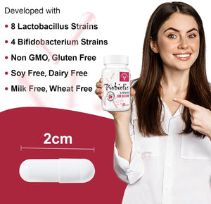 Probiotics for Women 300 Billion CFU, 12 Strains + Prebiotics, Digestive & Vaginal Health, 60 Capsules