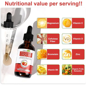 Magnesium Glycinate Liquid Drops,Liquid Complex with Magnesium Glycinate,Taurate,Cellulose Fiber,Bromelain,Vitamin B6,C,D and Zinc, Strawberry Flavor, 2 Fl Oz