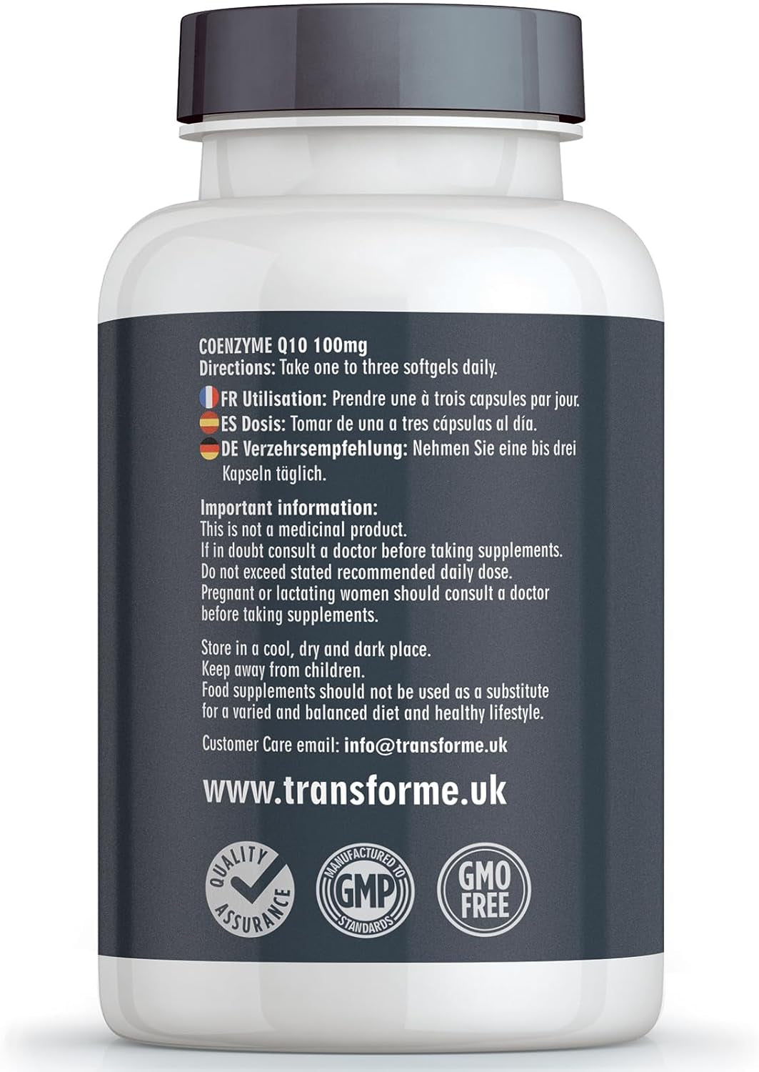 Transforme Coq10 100Mg 180 Capsules, High Absorption High Strength Coenzyme Q10 Liquid Softgels, 6 Months Supply, Naturally Fermented, UK Made