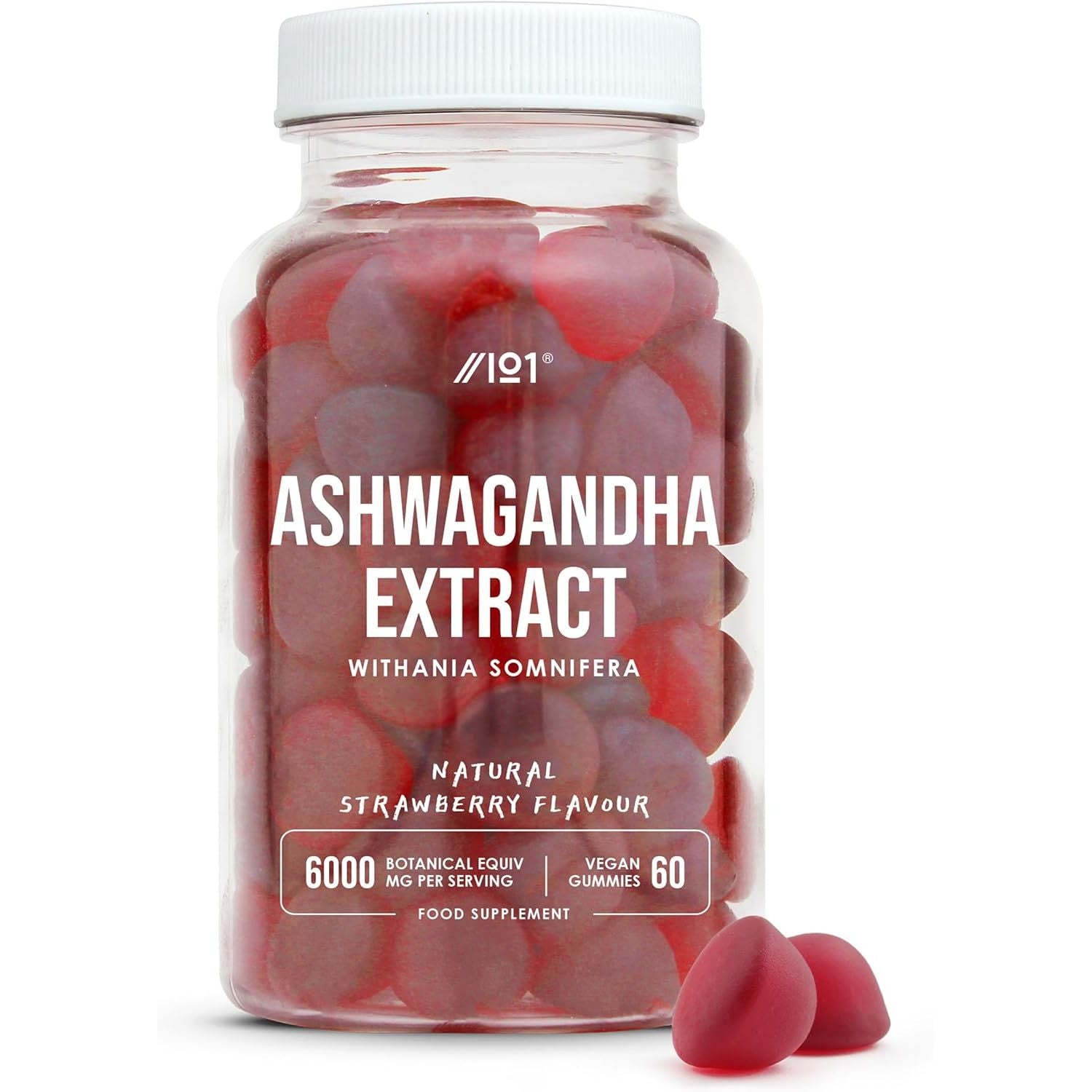 Ashwagandha Gummies 6000Mg - 60 Gummies (V) - High Strength Ashwagandha Root Extract Supplement - Natural Strawberry Flavour - Not Ashwagandha Capsules or Tablets - by Alpha01