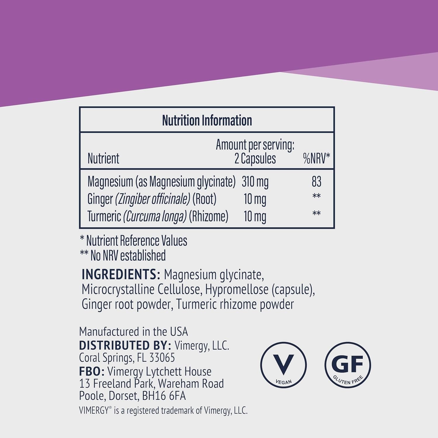 Vimergy Pure Magnesium Glycinate Supplement – High Strength Magnesium 310 Mg – Supports Sleep, Energy & Reduces Fatigue – Stomach-Friendly Supplements Not Malate or Citrate – Made in USA