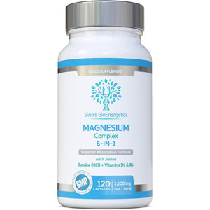 Magnesium Complex 6-In-1 | Max Absorption Formula 2100Mg of Magnesium Bisglycinate, Magnesium Taurate, Magnesium Citrate, Magnesium Gluconate, Magnesium Malate, Magnesium Lactate, Vegan UK Made