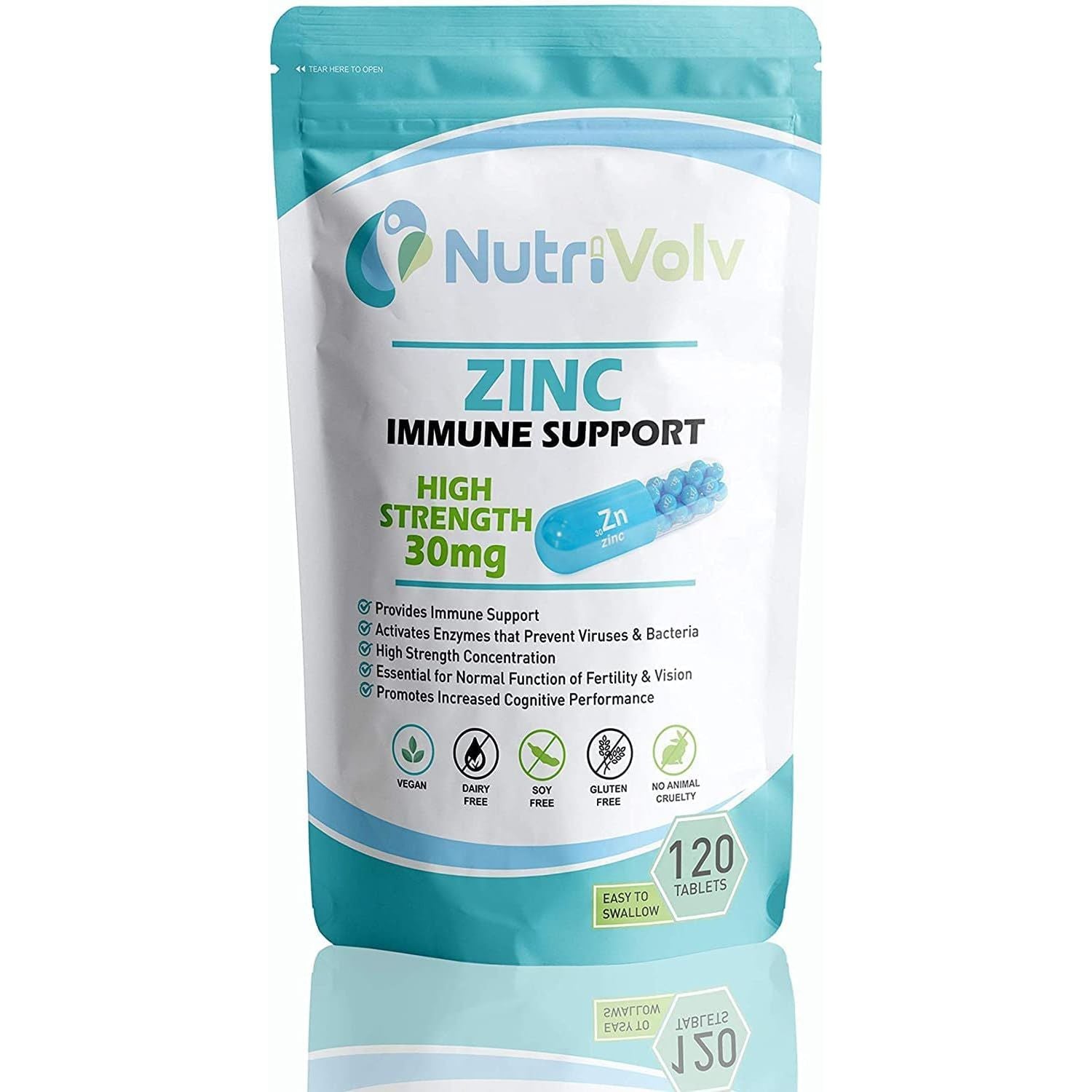 Zinc 30Mg - Immune Health Fertility Vision Cognitive Function - 120 Tablets