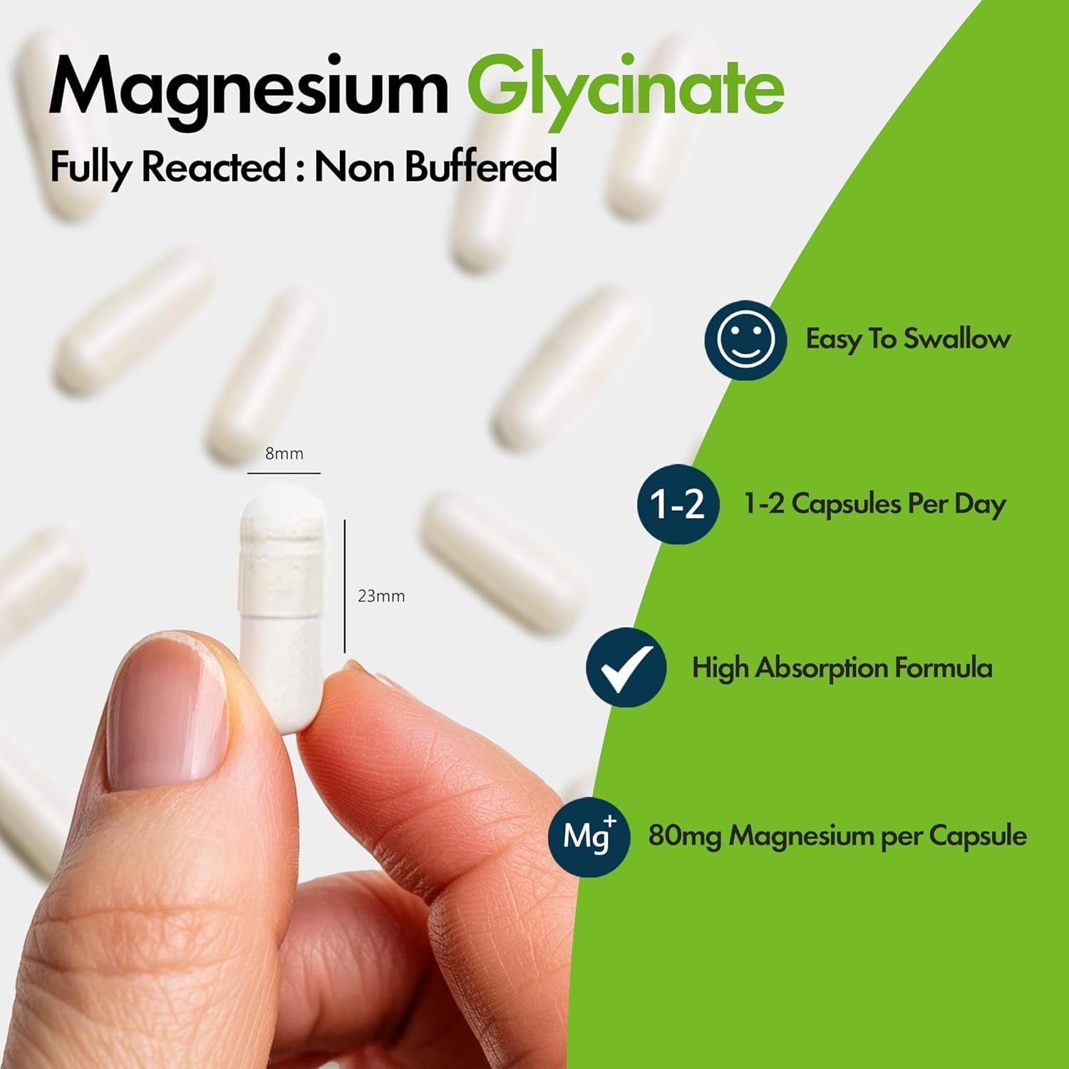 Magnesium Glycinate by Your Supplements | UK Made | True Unblended Bisglycinate | 90 High Absorption Capsules | Suitable for Vegetarians & Vegans