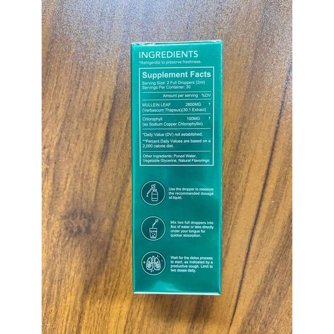 Mullein Drops for Lungs, 2 Pack Powerful Mullein Leaf Extract for Lungs Cleanse and Healthy Breathing, 2 Month Supply, 60Ml