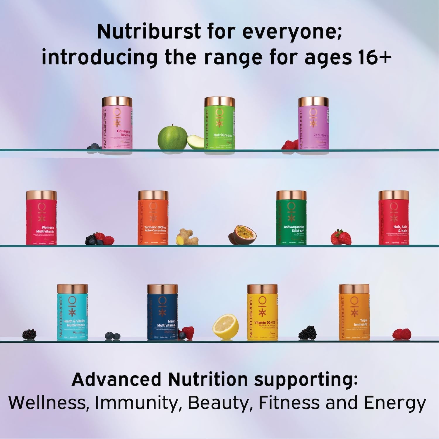 Nutriburst Trolls Kids Defencedynamo - Immune Support & Energy - Vitamin D3 (25Μg), Vitamin C (90Mg) + Black Elderberry Extract (50Mg) - Vegan + Chewable + Sugar Free - Blueberry Flavour - 60 Gummies