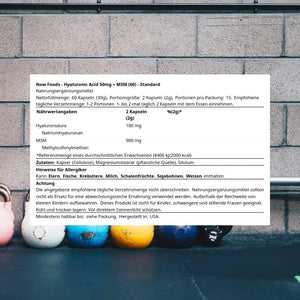 Now Foods Hyaluronic Acid Capsules plus MSM Standard, 50 Mg, 60-Count