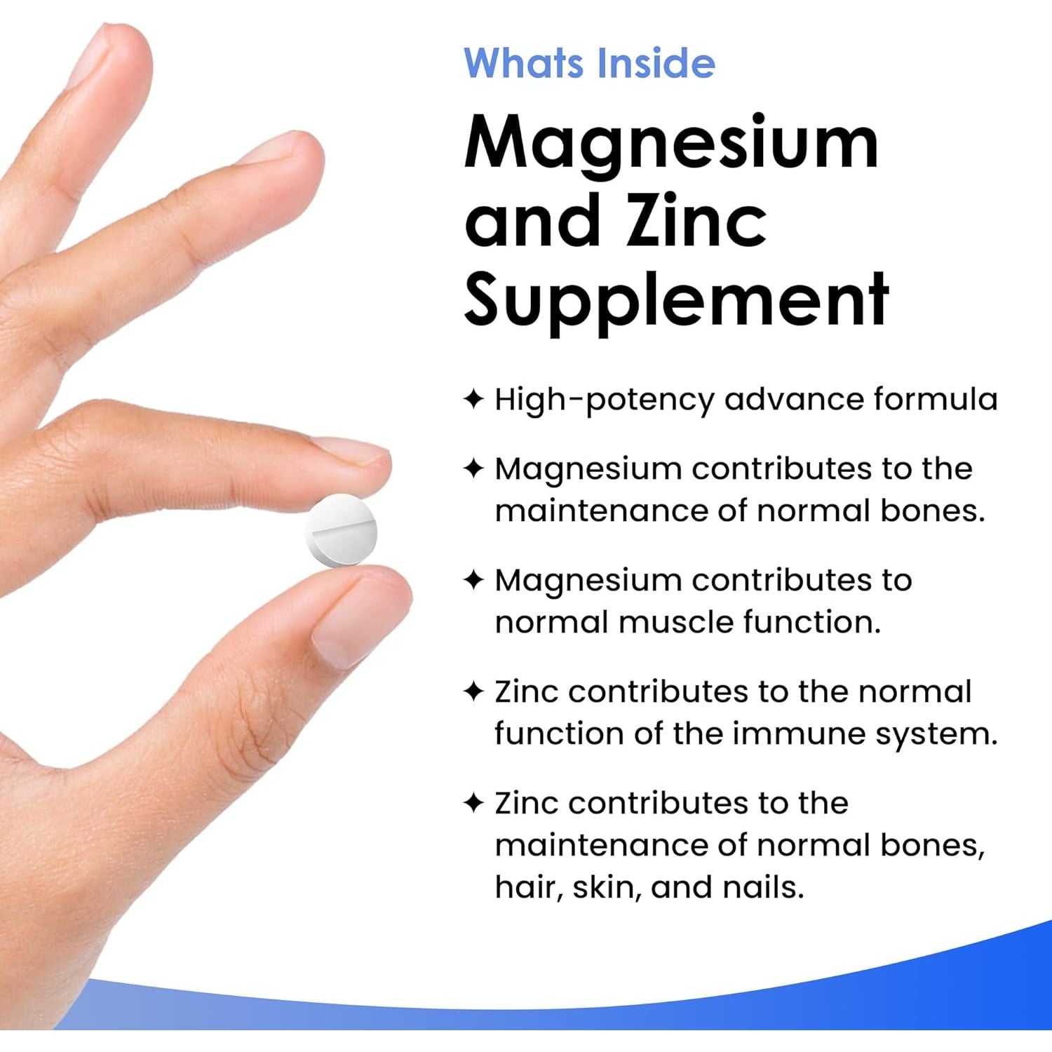 Magnesium Supplements 516Mg with Zinc - 120 Magnesium Tablets Supports Muscle Bone Health, Tiredness - High Strength Contributes to Many Health Factors Easy to Swallow Sleep Supplement (Not Capsules)