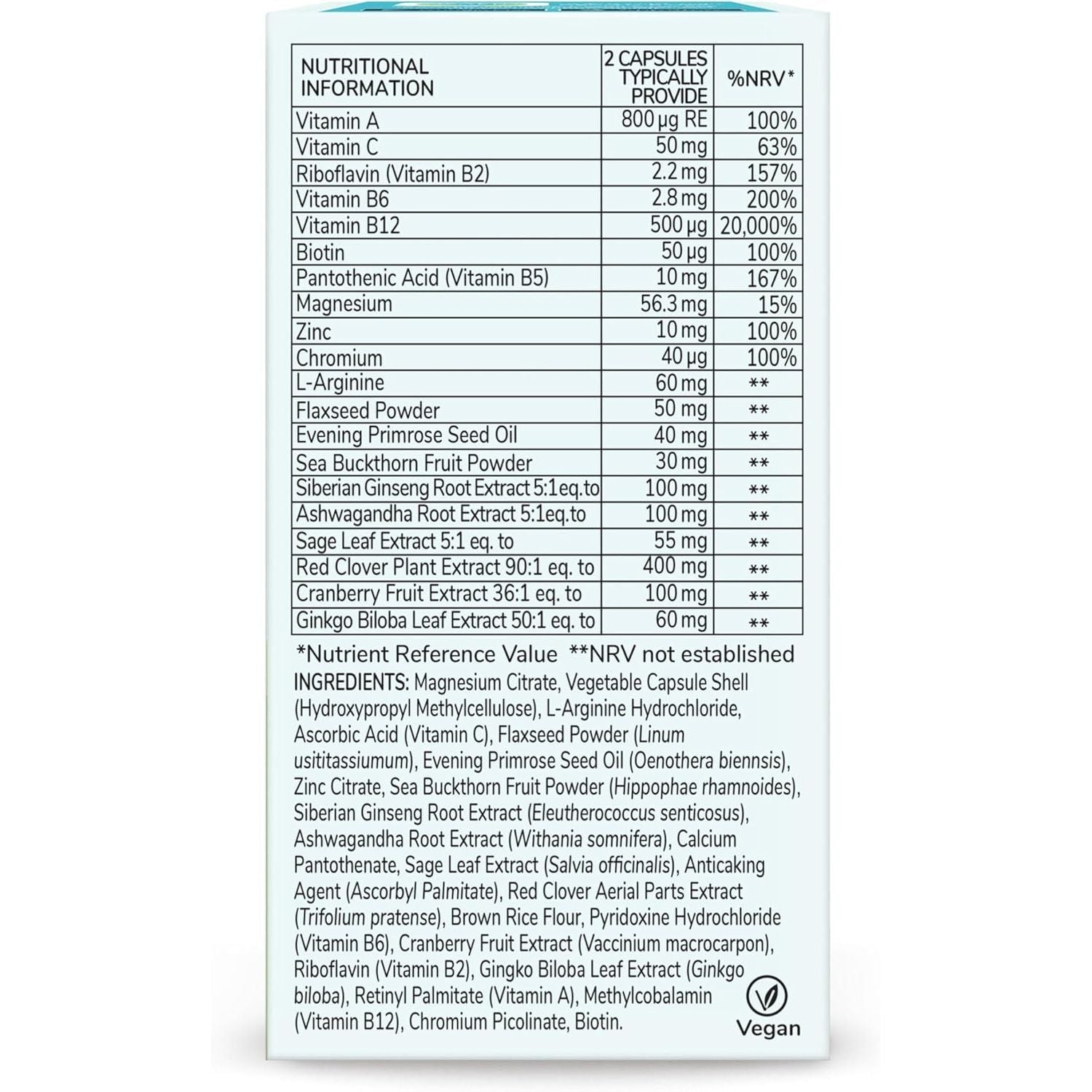 Health & Her Menopause Supplements for Women - Multi-Nutrient Wellbeing Support - Wellbeing for Menopause - 1 Month Supply, 60 Capsules - Vegan