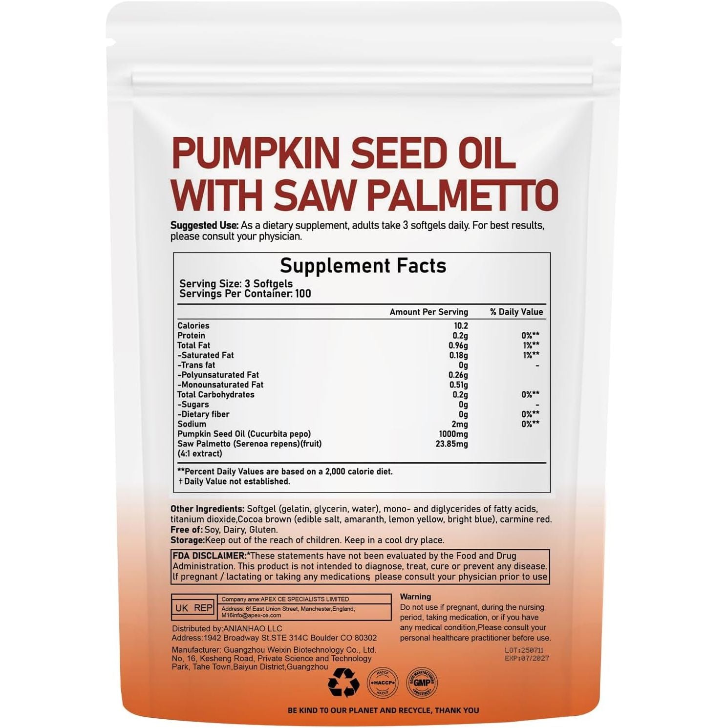 300 PCS Pumpkin Seed Oil Capsules,Pumpkin Seed Extract | 2 in 1 Pumpkins Seed Oil for Hair Growth, Cold Pressed, Supports Hair, Heart, Skin Supplement | Non-Gmo | Gluten Free