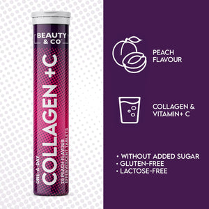 Collagen Effervescent - Marine Collagen & Vitamin C Supplement - 500Mg per Tablet (4 Tubes) Beauty & Co