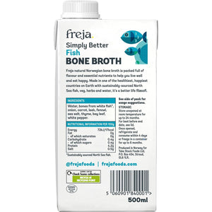 Freja Fish Bone Broth | Liquid Collagen & Protein | Low Carb, Keto & Gluten Free | Clear Liquid Fish Broth, Not Fish Stock Cubes, Powder, or Concentrate | 3 X 500Ml