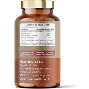 Micro-Encapsulated Formula - Lutein 30Mg - Meso-Zeaxanthin 10Mg - Zeaxanthin 6Mg - 100% Pure, Natural & Highly Bioavailable - 4 Month Supply - UK Manufactured - Zero Additives - (120 Capsule Pouch)