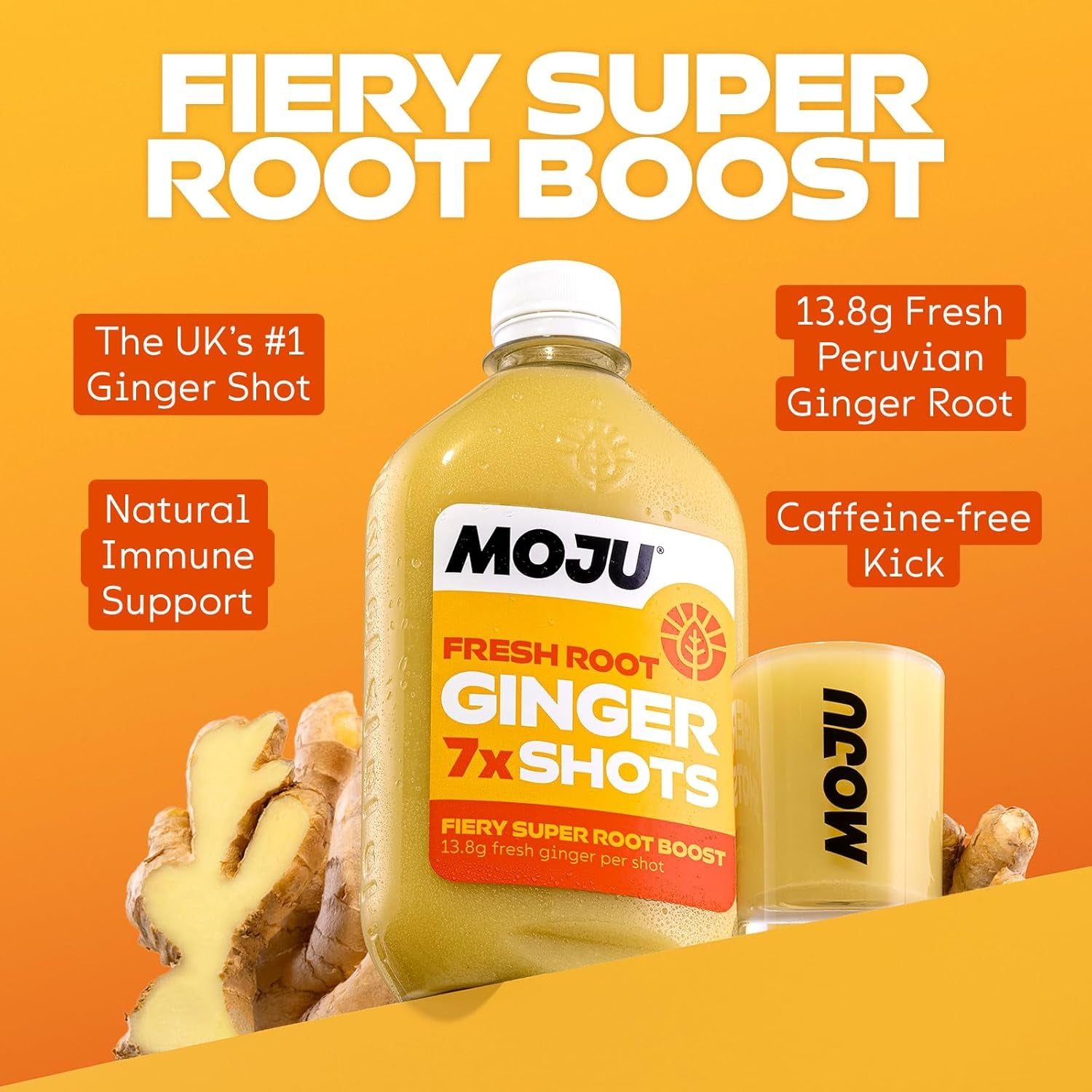 MOJU Variety Dosing Bottles (5 X 420Ml) Ginger, Turmeric, Spicy Piña, Hot Mango and Extra Strength Ginger Shots, Your Plant Powered Morning Wake Up, No Added Sugars, Vegan