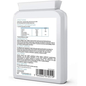 Collagen Complex with Hyaluronic Acid & Seaweed - 60 Capsules - Skin, Hair & Nails Formula with Added D-Biotin, Vitamin E & C - Highly Bioavailable Naticol® Hydrolysed Marine Collagen 500Mg