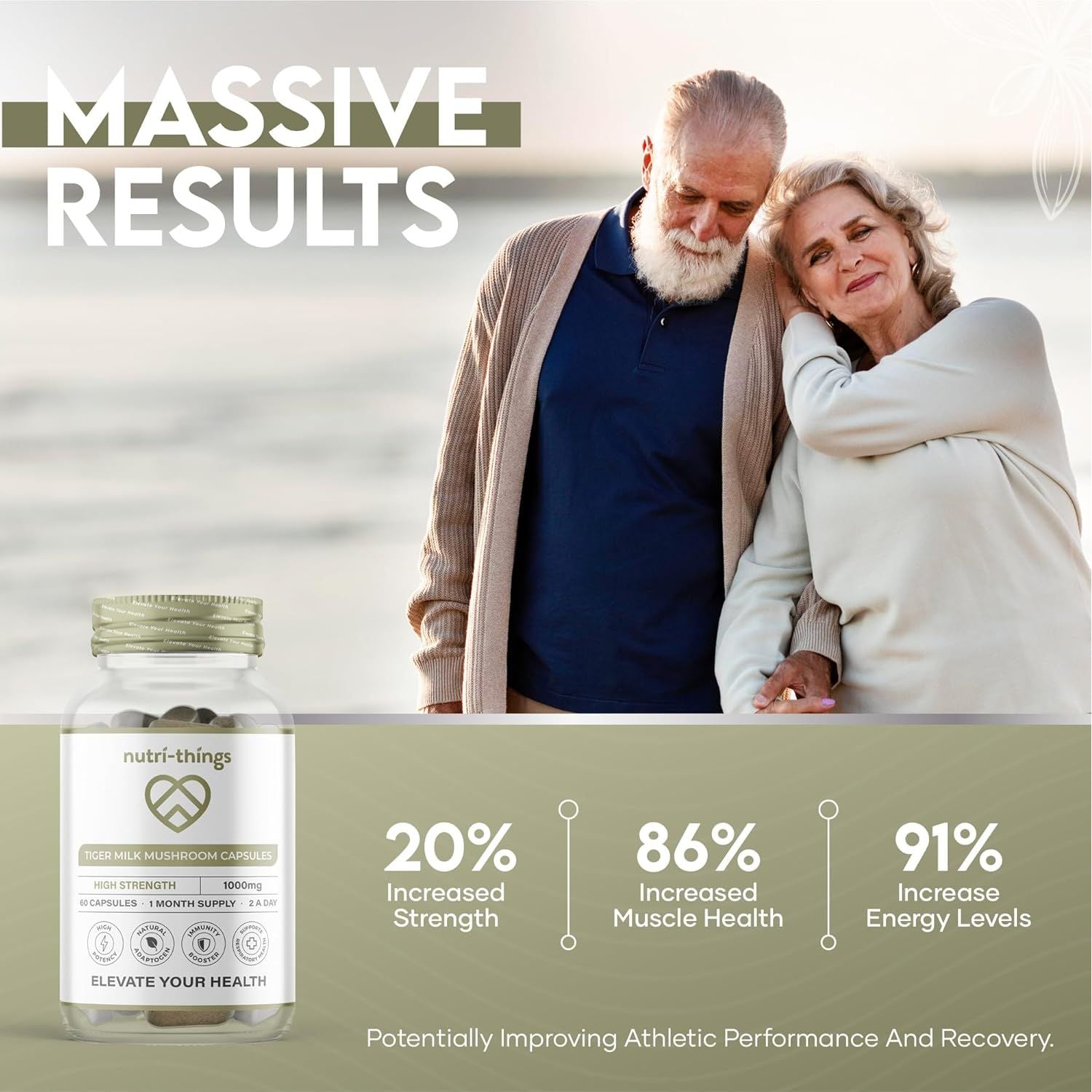 Tiger Milk Mushroom Capsules 1000Mg - High Strength | 60 Capsules | Natural Adaptogen for Immunity & Respiratory Health | Supports Daily Wellness & Vitality | 1 Month Supply, 2 a Day