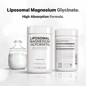 Codeage Liposomal Magnesium Glycinate Supplement, 4-Month Supply, Bisglycinate Magnesium Chelate, Chelated Magnesium Mineral Capsules, Bioavailable Non-Gmo Vegan Gluten-Free, 120 Capsules