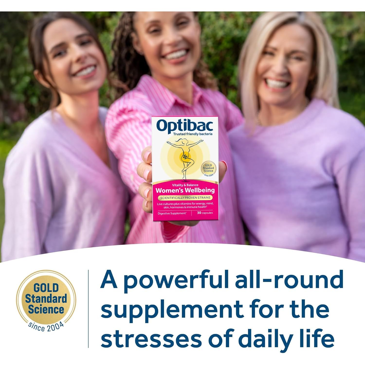 Optibac Probiotics Women'S Wellbeing - Scientifically Proven Friendly Bacteria plus Vitamins for Vitality and Balance - a Powerful All-Round Supplement for the Stresses of Daily Life - 30 Capsules