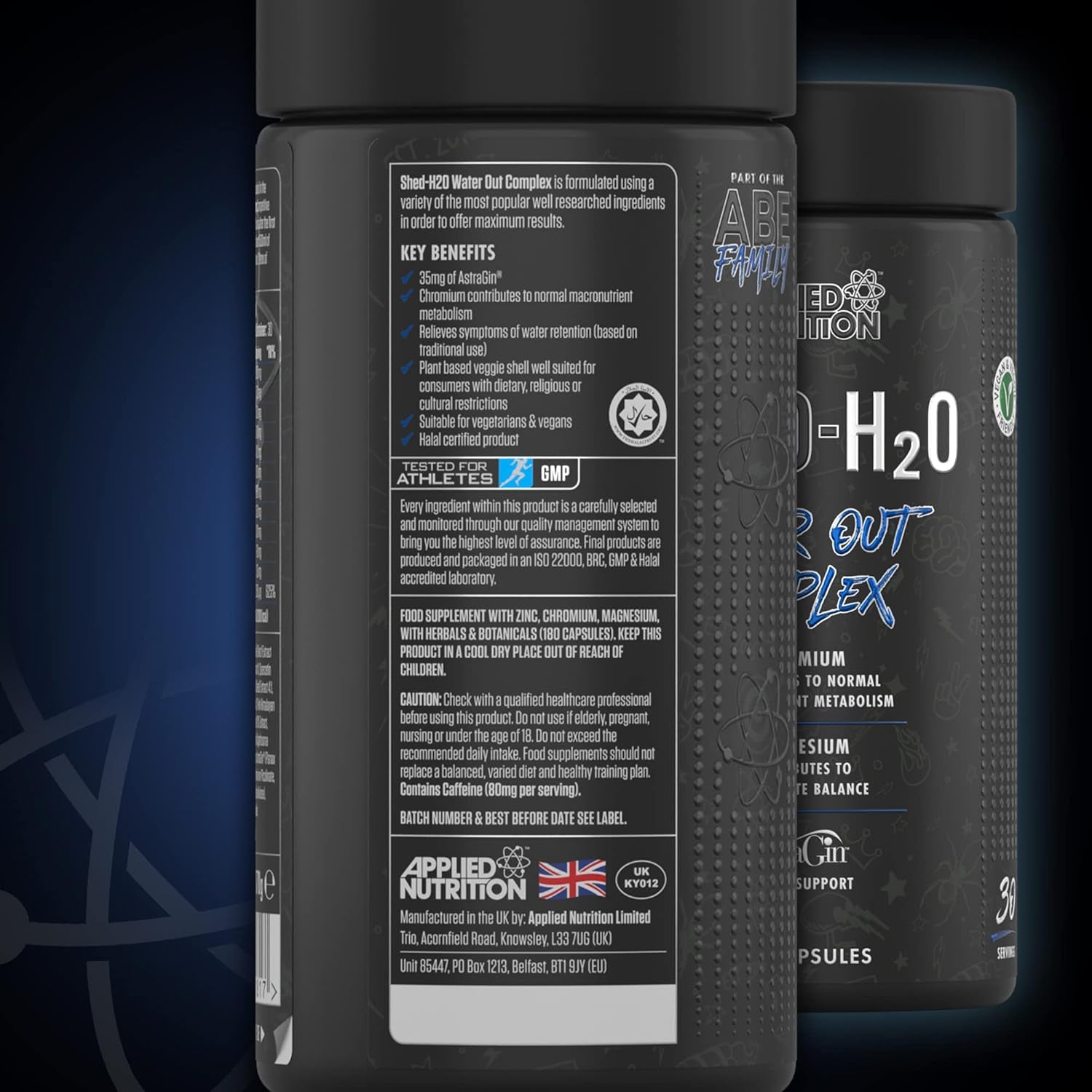 Applied Nutrition Shed H20 Water Out - ABE All Black Everything Water Out Complex, Help to Shed Excess Water, Perfect for Bodybuilding Athletes, 180 Capsules - 30 Servings