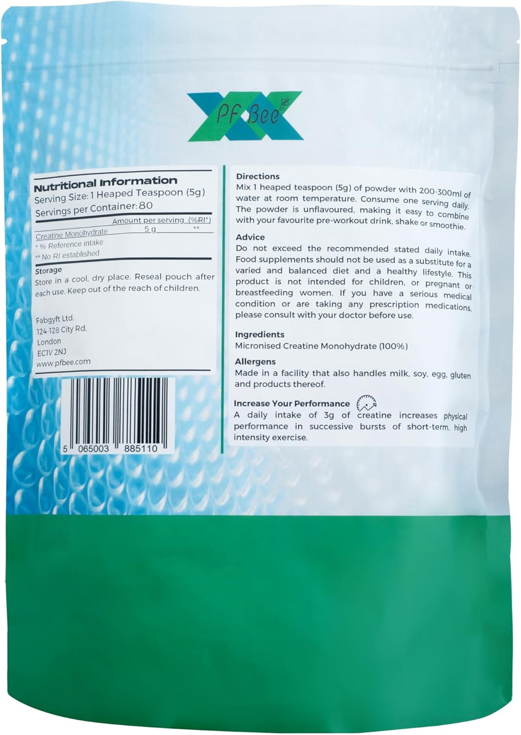 Premium 100% Pure Micronised Creatine Powder 400G. 80 Servings.. for Physical Performance and Muscle Power. Unflavoured.