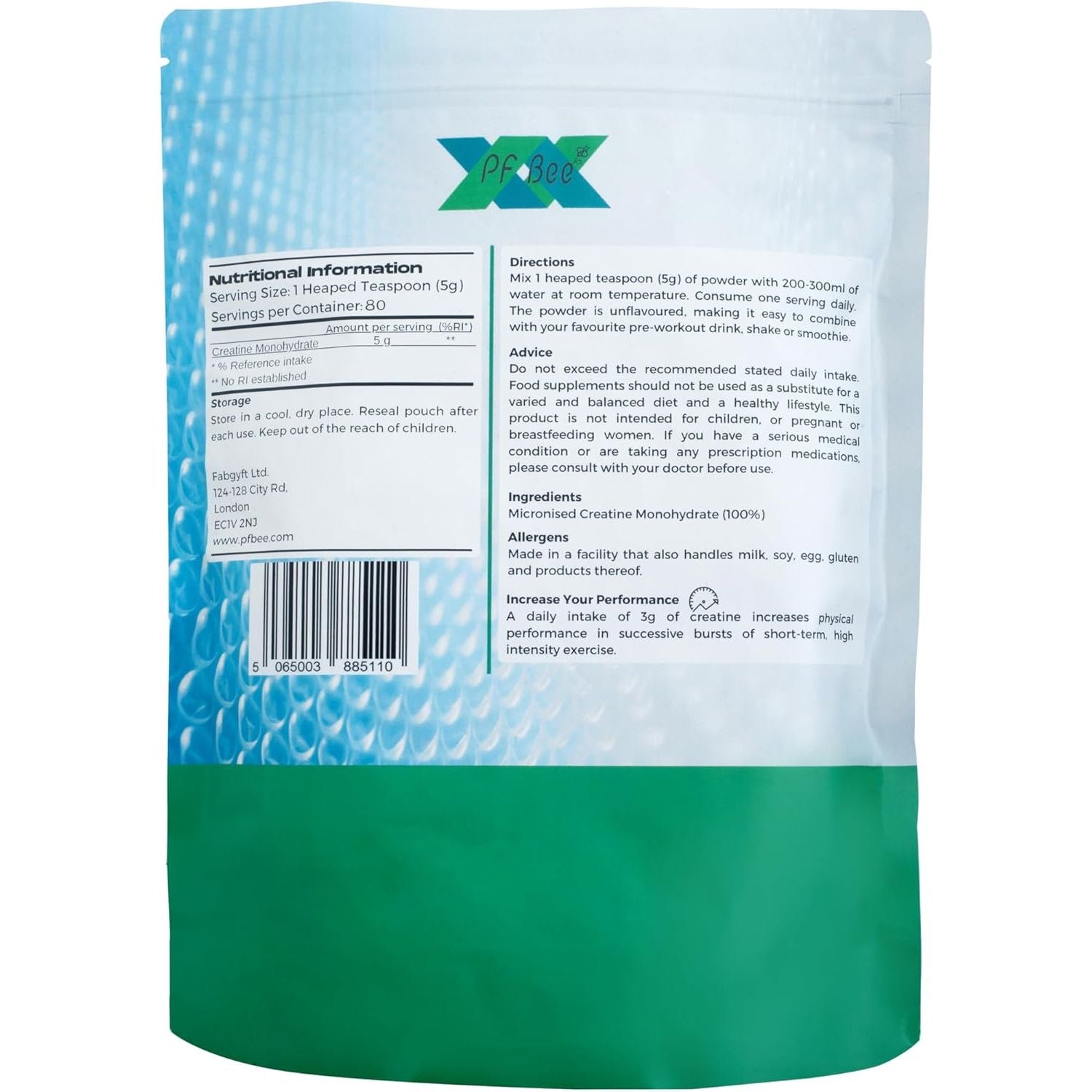 Premium 100% Pure Micronised Creatine Powder 400G. 80 Servings.. for Physical Performance and Muscle Power. Unflavoured.