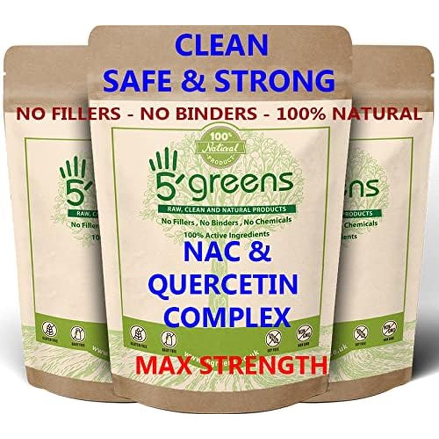 NAC N-Acetyl-Cysteine & Quercetin VIT C Complex 1600Mg High Strength per Serving – 120 Vegan Friendly Capsules-, No Fillers or Binders Nac Quercetin VIT C Complex