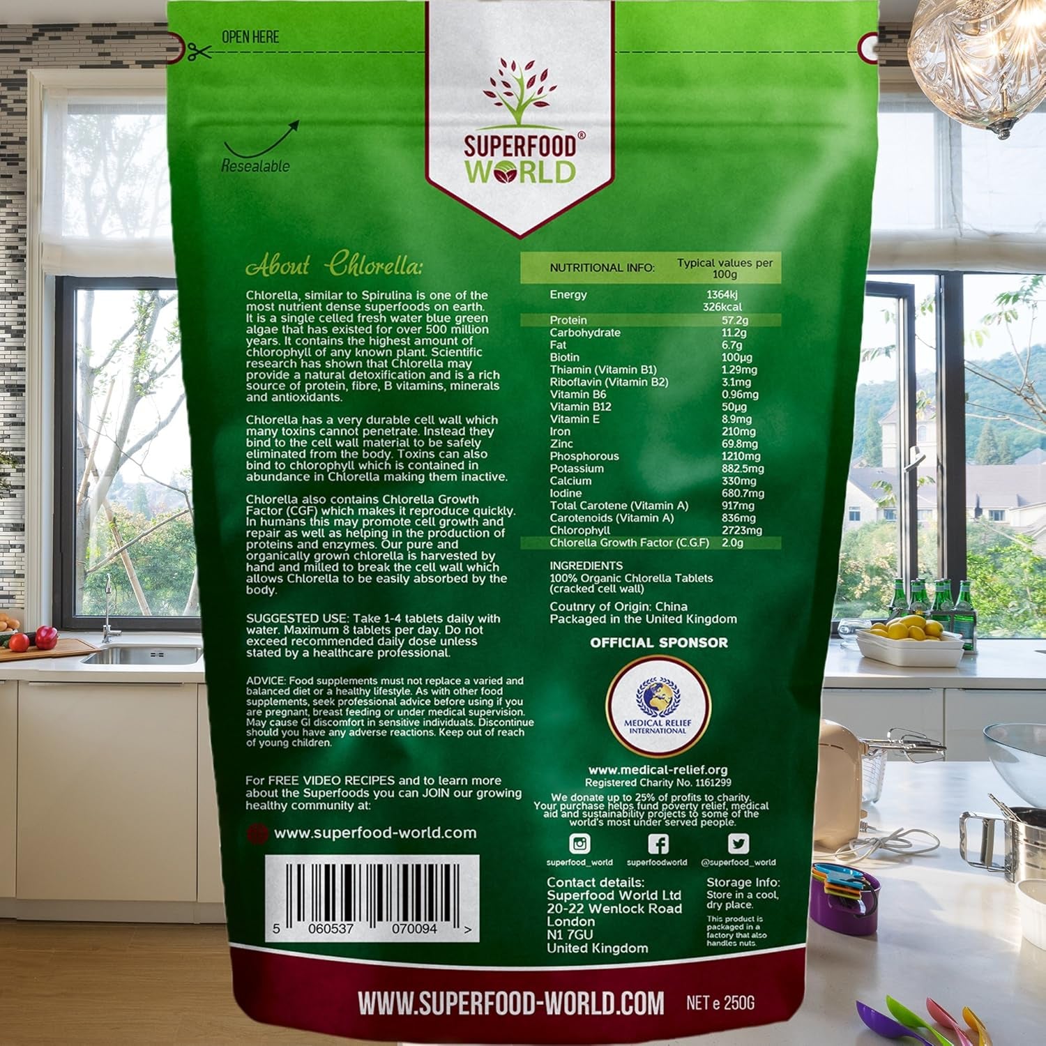 Organic Chlorella Tablets (500 X 500Mg) Premium Detox Chlorophyll Superfood | Natural Source of Vegan Protein, Minerals & Vitamins | Cracked Cell Wall | Ideal for Health, Detox, Skin, & Energy