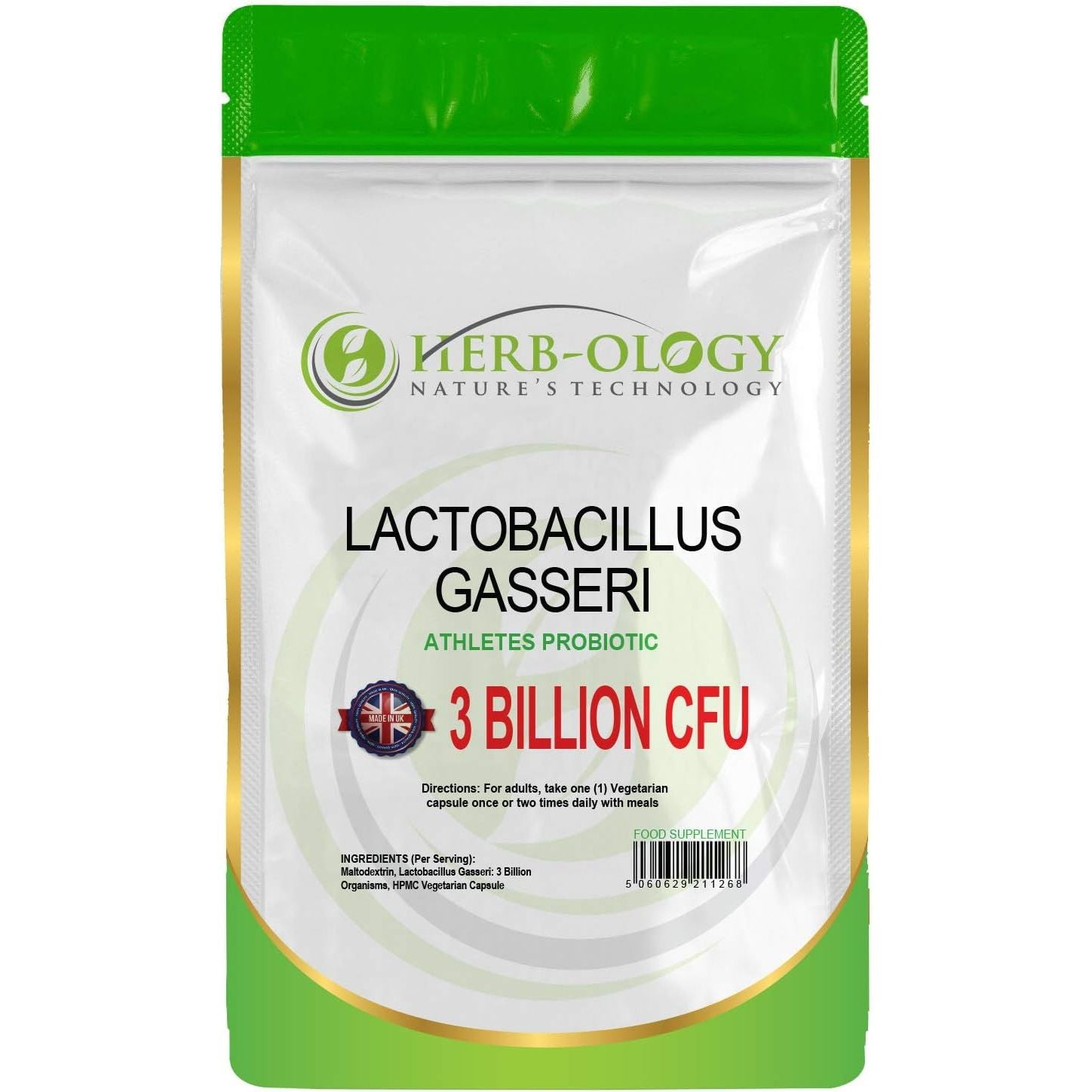 HB Lactobacillus Gasseri | 60 Lactobacillus Probiotic Capsules - High Strength 3 Billion CFU L-Gasseri Probiotic per Serving | Non-Gmo, Gluten & Allergen Free | Made in the UK
