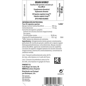Solgar Brain Works with Full Spectrum Curcumin & Bacomind - Mind and Memory Vitamines - Choline Supplement - Supports Focus & Mental Performance - Gluten Free - Vegan Capsules - Pack of 60