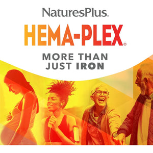 Naturesplus Hema Plex - Gentle Iron Supplement with Vitamin C, Methyl B12, Folate - Blood Health, Immune Support, Energy - Vegan, Gluten Free - 30 Tablets