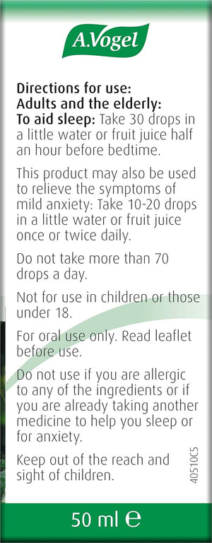 A.Vogel Dormeasan Sleep Valerian-Hops Oral Drops | Just Take 30 Drops before Bedtime | 58 Days of Supply | Sleeping Aid | Extracts of Fresh Valerian Root | 50Ml