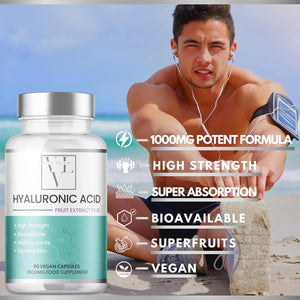 Hyaluronic Acid & Superfruits 1000Mg Complex | 90 Capsules | High Strength | Boosted with Superfruits | Vegan