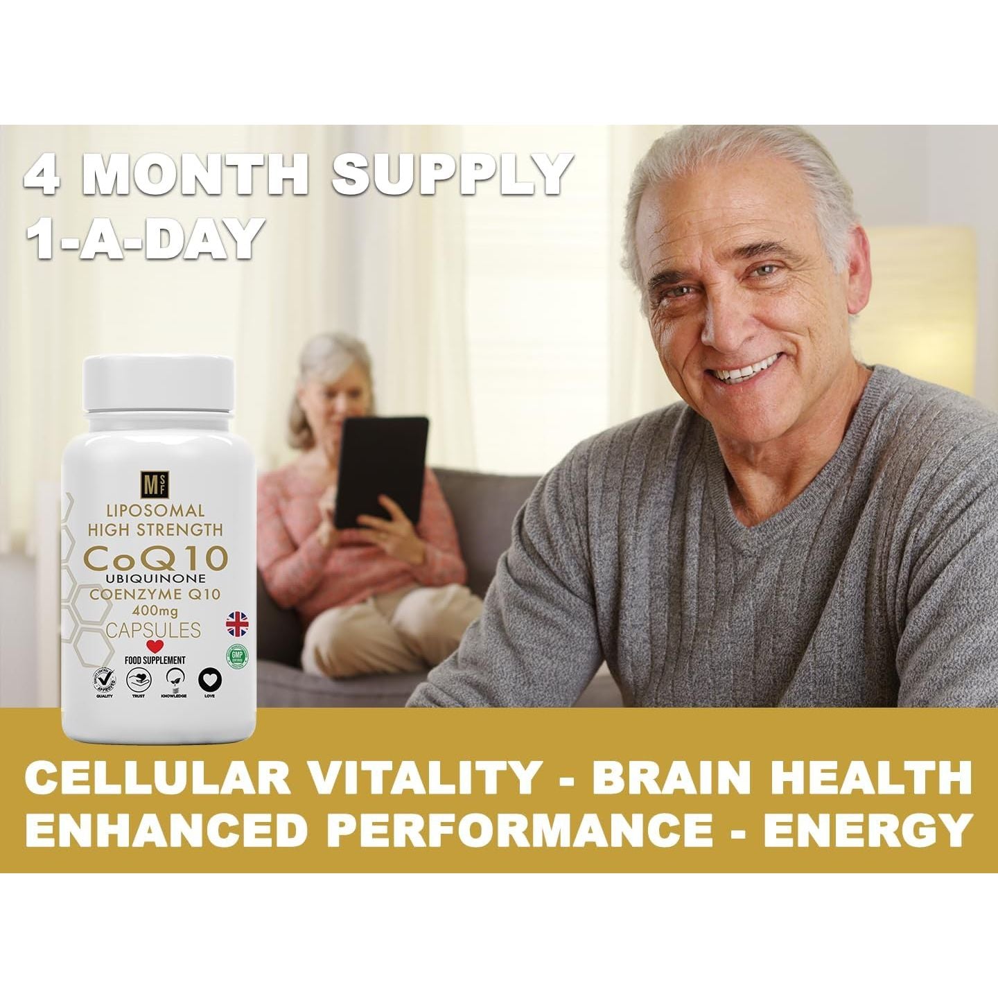 Ubiquinone Coenzyme Q10 400Mg | 120 High Strength Vegan Capsules | Liposomal High Absorption Coq10 1-A-Day Tablets | Coenzymeq10 Supplement | 4 Months Supply UK Company