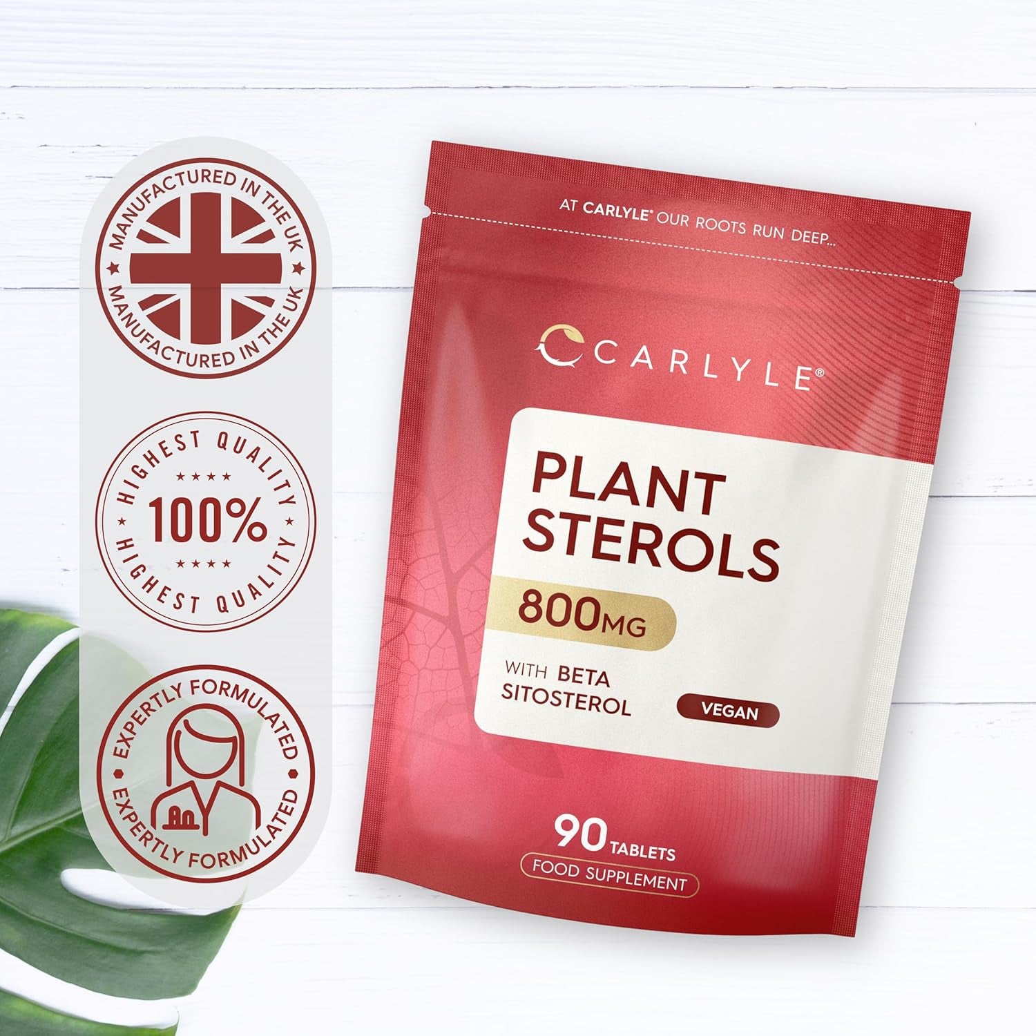 Plant Sterols High Strength 800Mg | 90 Tablets | with Beta-Sitosterol | Vegan and Vegetarian | by Carlyle