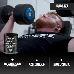 Beast | Creatine Monohydrate Powder 100 Servings (500G) 100% Pure Micronised Creatine Powder | Unflavoured