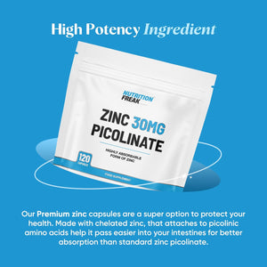 Zinc 30Mg as Picolinate 120 Capsules Made in the UK by Freak Athletics