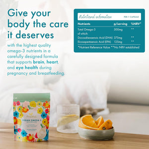 Fruitful Vegan Omega 3 with DHA & EPA – EU Algae Supplement for Fertility Support & Antioxidants – Pregnancy Supplement for Women – Pure Formula – 30 Day Supply