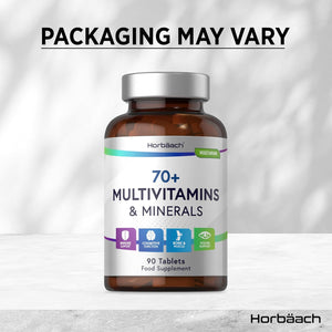 Multivitamin Tablets for Men and Women 70 plus | 90 Count | with 32 Essential Vitamin and Minerals for 70+ | Suitable for Vegetarians | by Horbaach