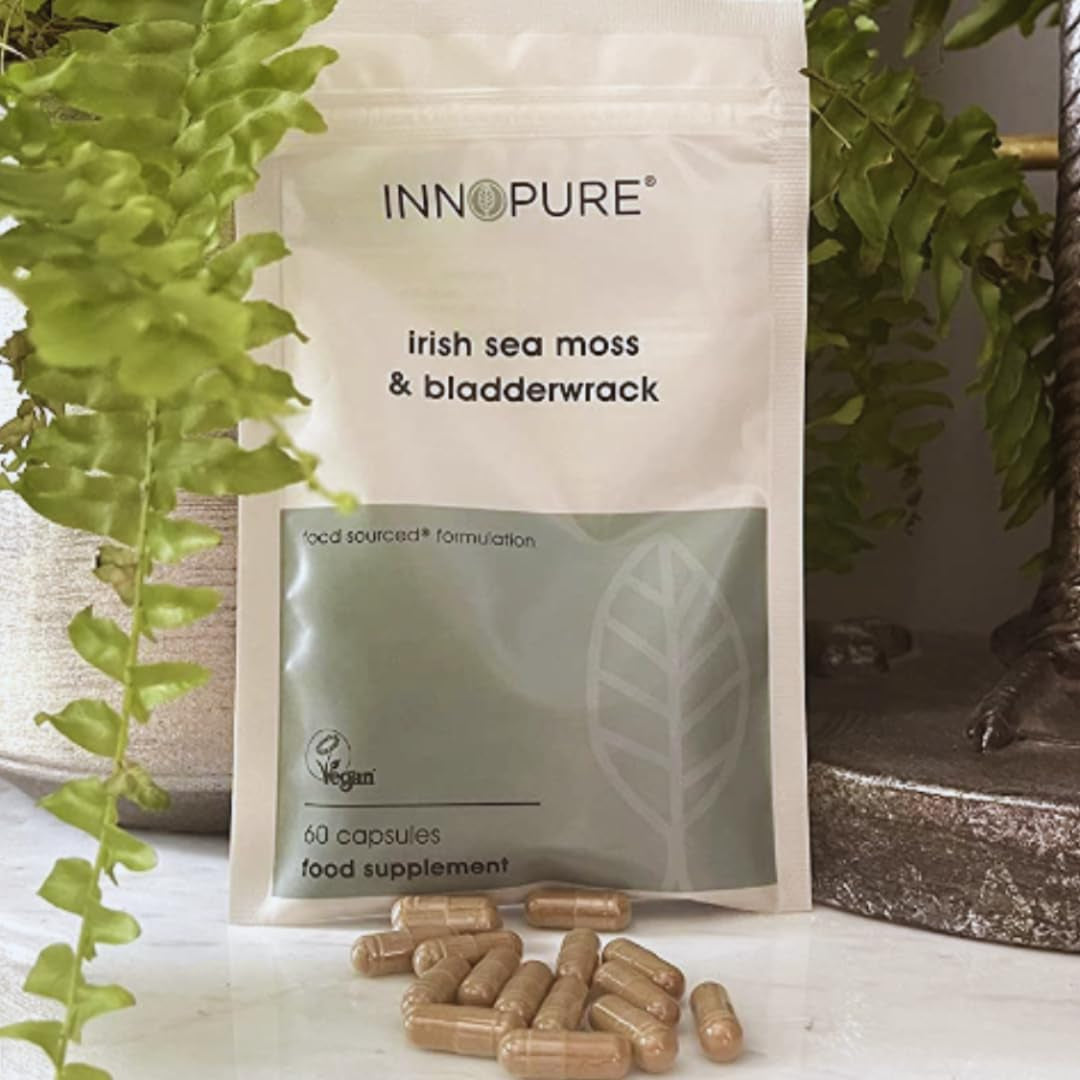 INNOPURE Irish Sea Moss & Bladderwrack Capsules - Natural Iodine Supplement, Ethically Sourced Seamoss - Non GMO, 60 Vegan Capsules, UK Made