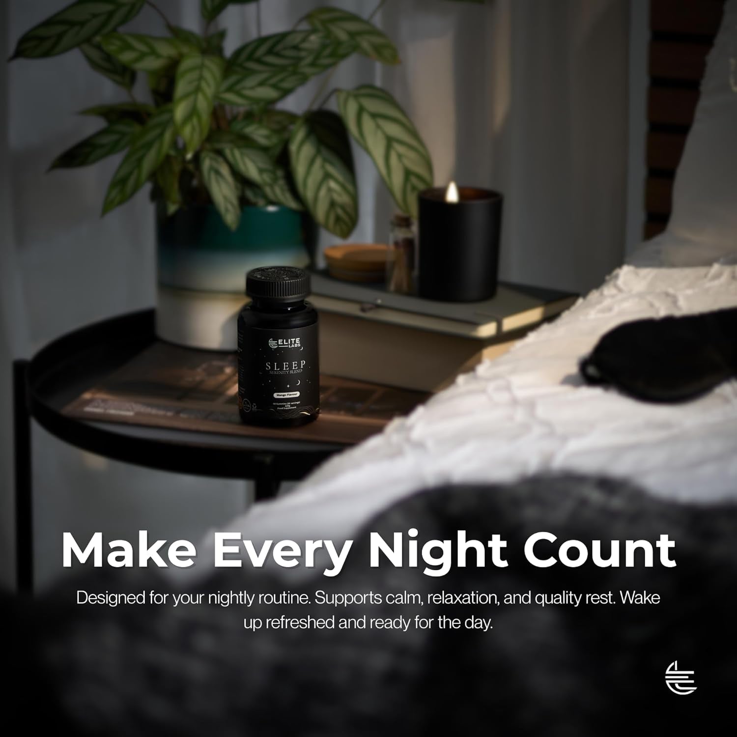 Sleep Serenity Blend – Premium Night Time Sleep Gummies for Adults | Non-Drowsy, Vegan, Gluten-Free, Mango Flavour | Supports Restful Sleep & Relaxation | 60 Count