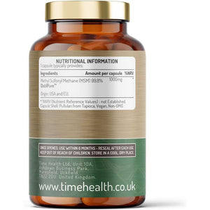 Distilpure MSM - Plant-Derived Sulphur 1000Mg Capsules - UK Manufactured - Zero Additives - Pullulan (120 Capsule Pouch)