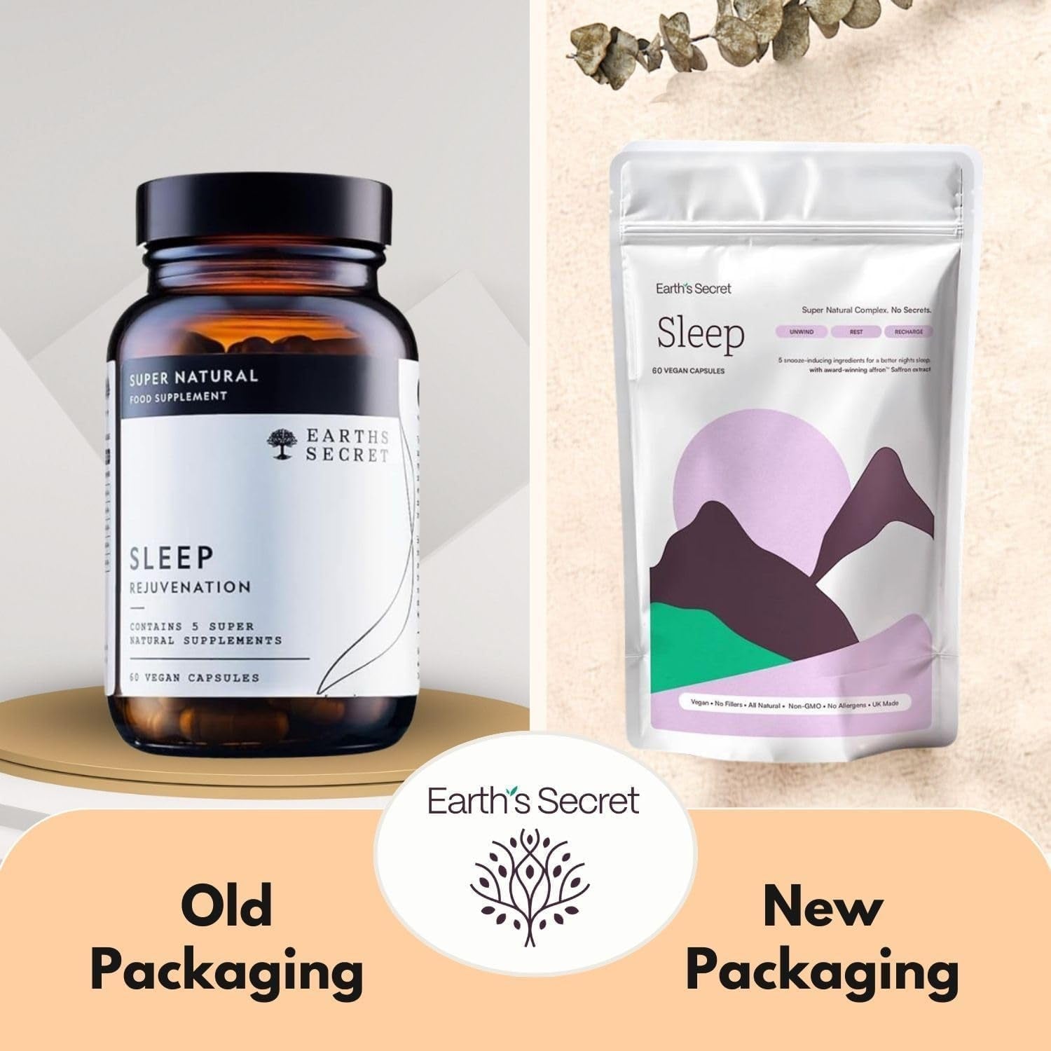 Earth'S Secret Sleep – Award Winning Saffron Extract & Tart Cherry Formula for Restful Sleep – Passionflower, Chamomile & Lavender – Non-Gmo, Filler-Free, Made in the UK Sleep Aid - 60 Vegan Capsules