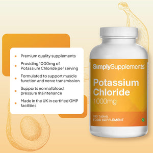 Potassium Chloride 1000Mg | Supports Normal Muscle Function & Blood Pressure | Vegan & Vegetarian Friendly | 180 Tablets = 3 Months’ Supply